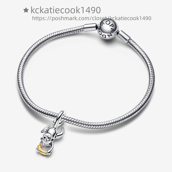 Pandora Two-tone Movable Monkey Dangle Charm - Picture 3 of 5